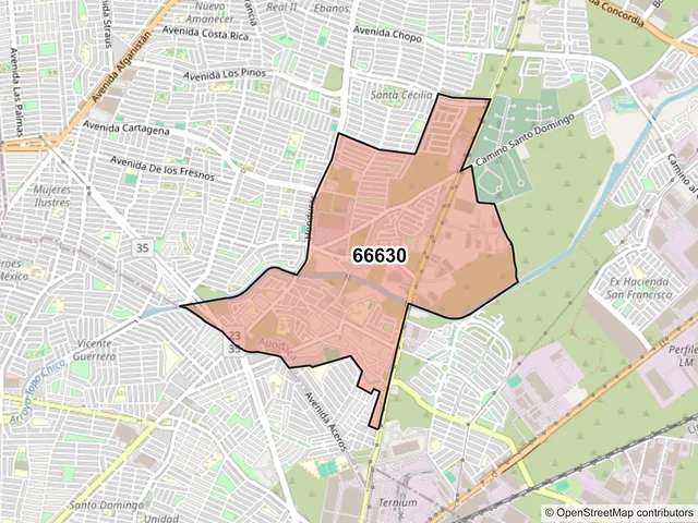 Mapa del código postal 66630, Apodaca, Nuevo León