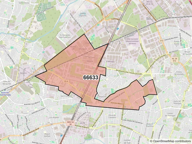 Mapa del código postal 66633, Apodaca, Nuevo León
