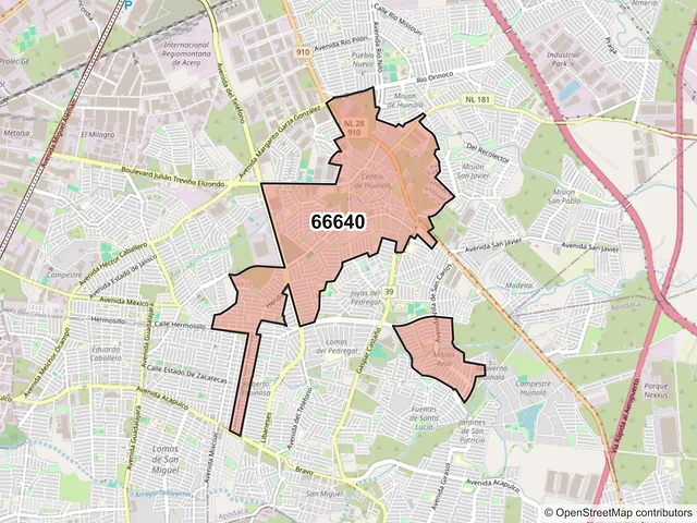 Mapa del código postal 66640, Apodaca, Nuevo León