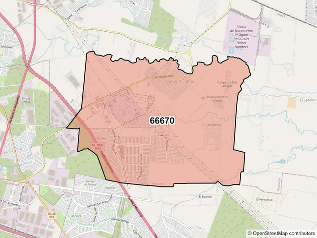 Mapa del código postal 66670, Pesquería, Nuevo León