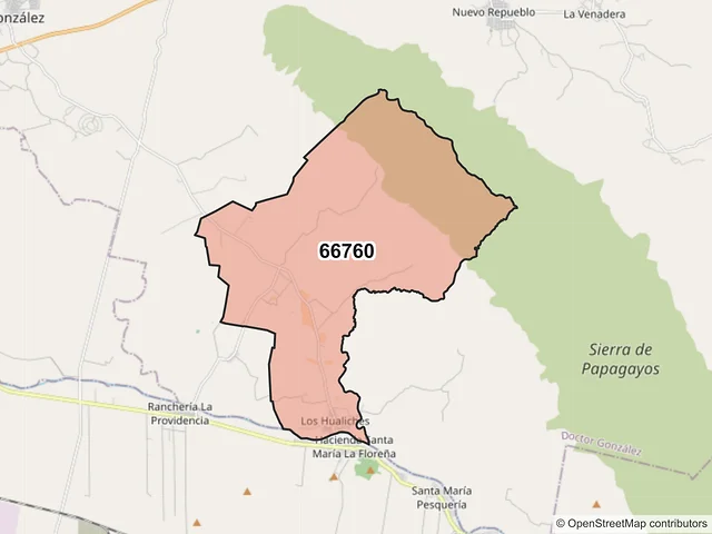 Mapa del código postal 66760, Doctor González, Nuevo León