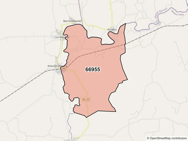 Mapa del código postal 66955, Doctor Coss, Nuevo León