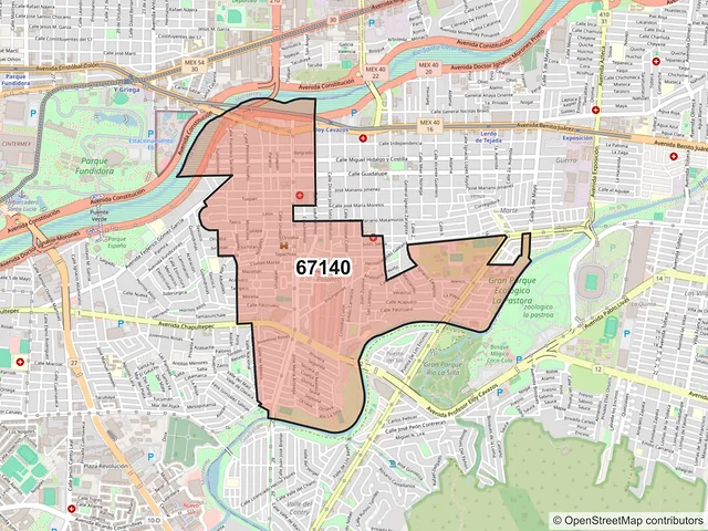 Mapa del código postal 67140, Guadalupe, Nuevo León