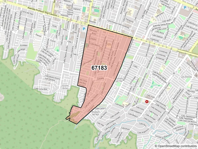 Mapa del código postal 67183, Guadalupe, Nuevo León