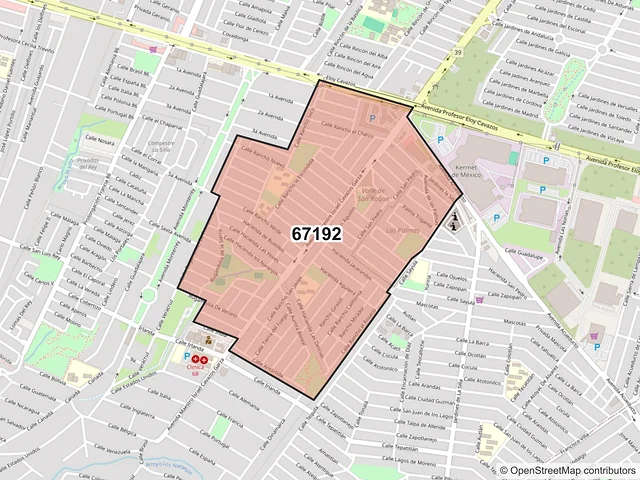 Mapa del código postal 67192, Guadalupe, Nuevo León