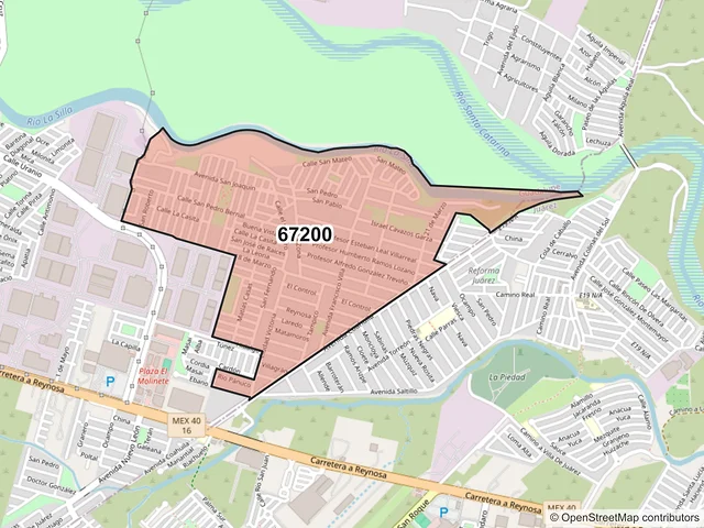 Mapa del código postal 67200, Guadalupe, Nuevo León