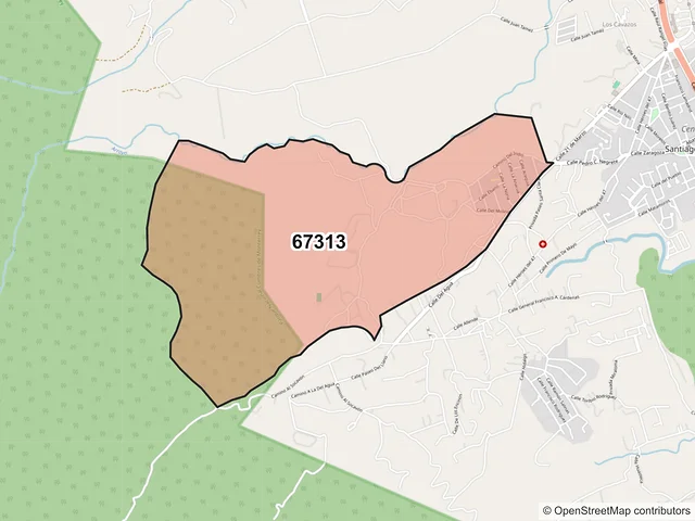 Mapa del código postal 67313, Santiago, Nuevo León