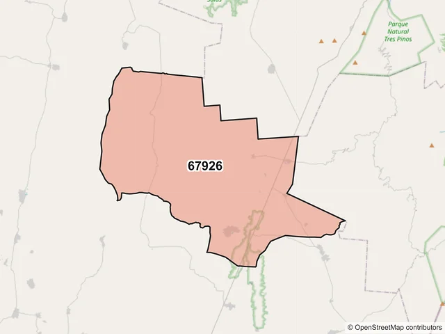 Mapa del código postal 67926, Doctor Arroyo, Nuevo León