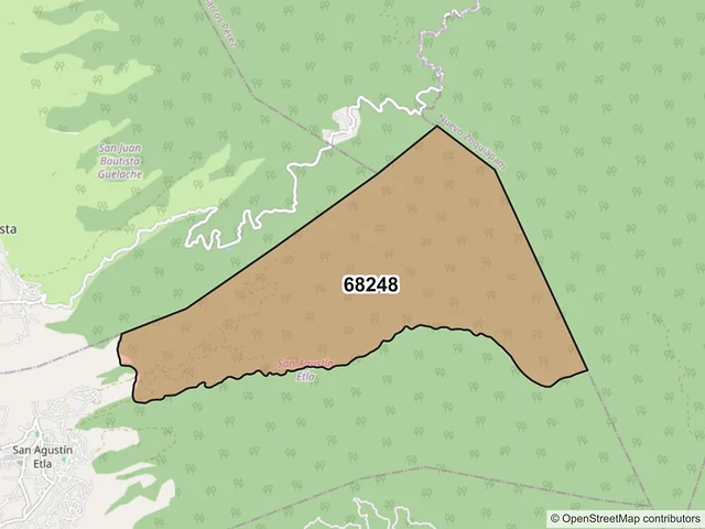 Mapa del código postal 68248, San Agustín Etla, Oaxaca