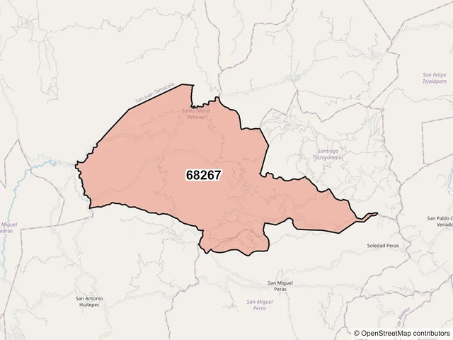 Mapa del código postal 68267, Santa María Peñoles, Oaxaca