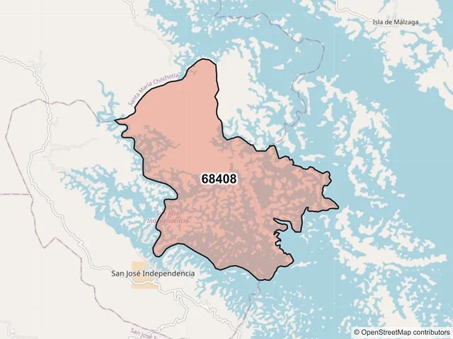 Mapa del código postal 68408, San José Independencia, Oaxaca