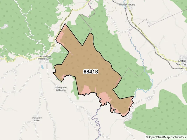 Mapa del código postal 68413, Cosolapa, Oaxaca
