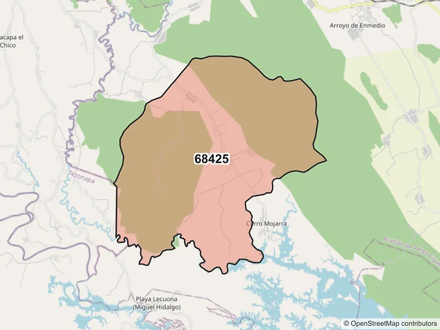 Mapa del código postal 68425, Acatlán de Pérez Figueroa, Oaxaca