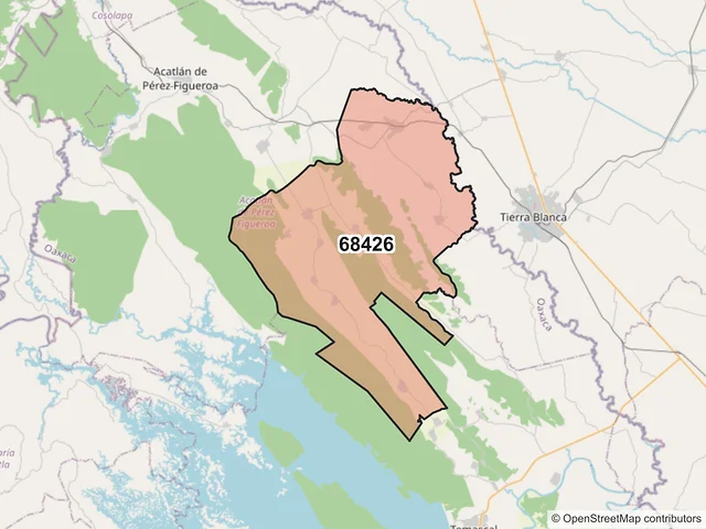 Mapa del código postal 68426, Acatlán de Pérez Figueroa, Oaxaca