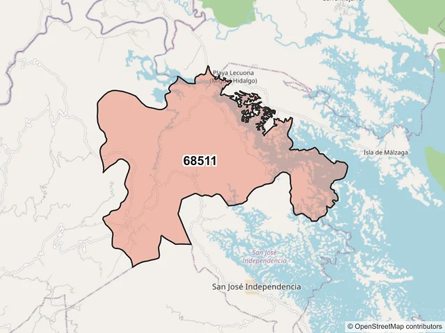Mapa del código postal 68511, Santa María Chilchotla, Oaxaca
