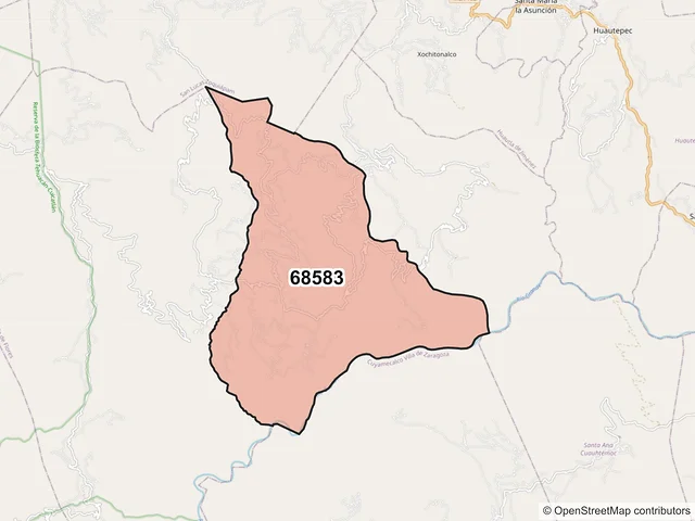 Mapa del código postal 68583, Mazatlán Villa de Flores, Oaxaca