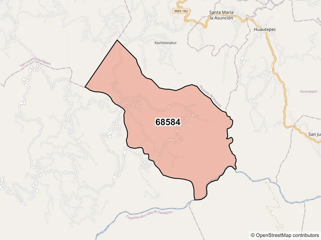 Mapa del código postal 68584, Mazatlán Villa de Flores, Oaxaca