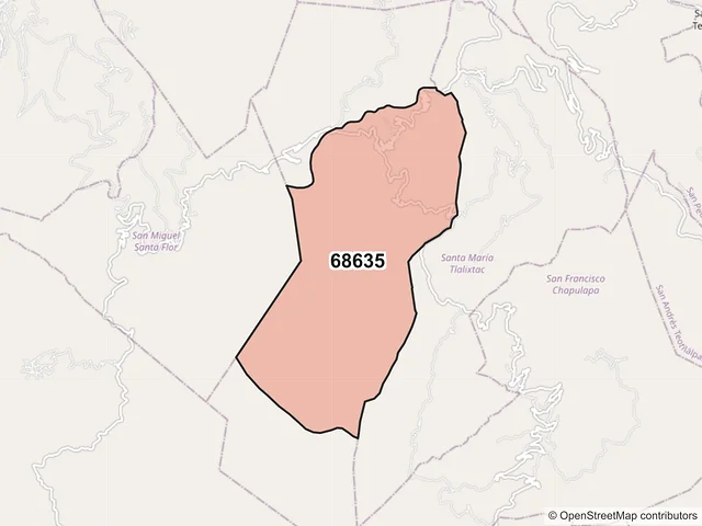 Mapa del código postal 68635, San Francisco Chapulapa, Oaxaca