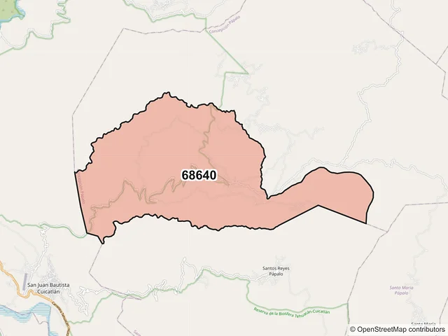 Mapa del código postal 68640, Concepción Pápalo, Oaxaca