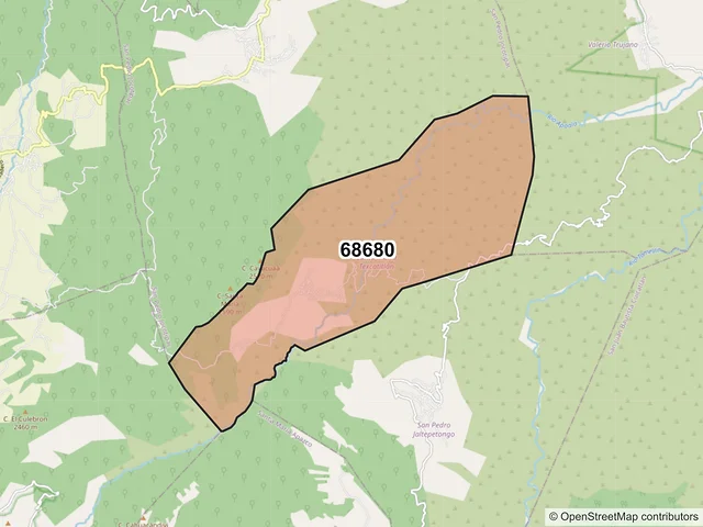 Mapa del código postal 68680, Santa María Texcatitlán, Oaxaca