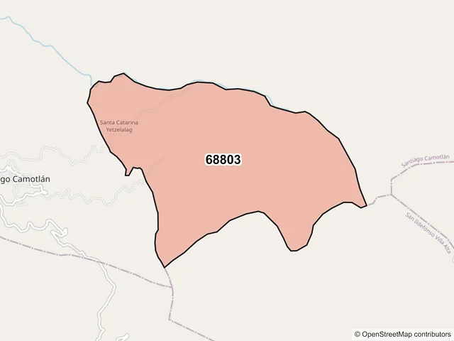 Mapa del código postal 68803, San Ildefonso Villa Alta, Oaxaca