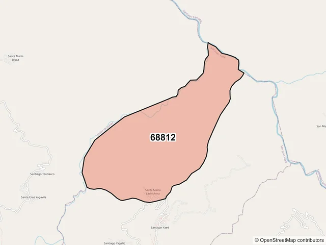 Mapa del código postal 68812, San Juan Yaeé, Oaxaca