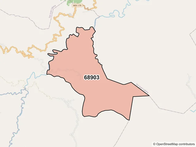 Mapa del código postal 68903, Santiago Choápam, Oaxaca