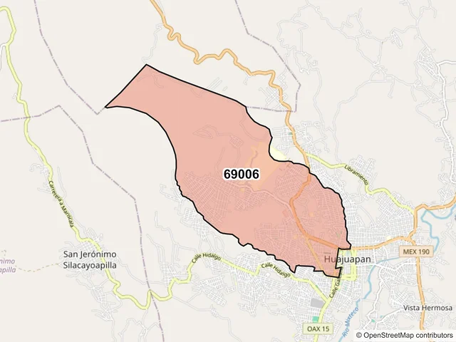 Mapa del código postal 69006, Heroica Ciudad de Huajuapan de León, Oaxaca