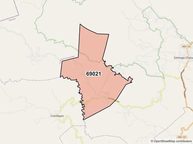 Mapa del código postal 69021, Cosoltepec, Oaxaca
