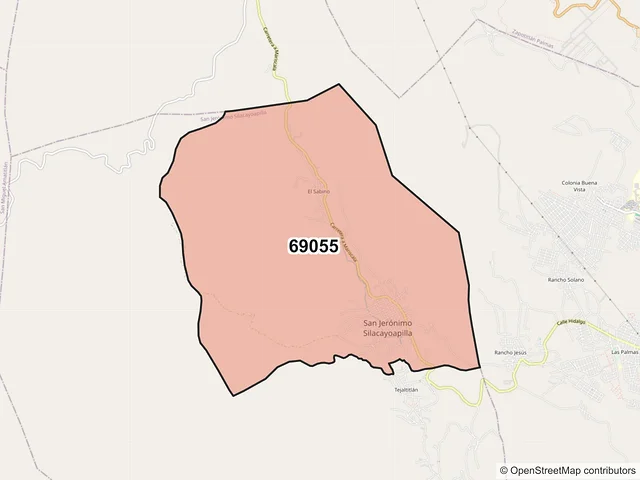 Mapa del código postal 69055, San Jerónimo Silacayoapilla, Oaxaca