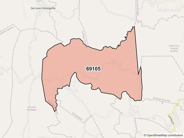 Mapa del código postal 69105, Santiago Tamazola, Oaxaca