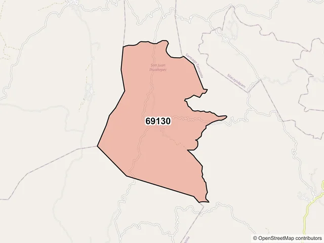 Mapa del código postal 69130, San Juan Ihualtepec, Oaxaca