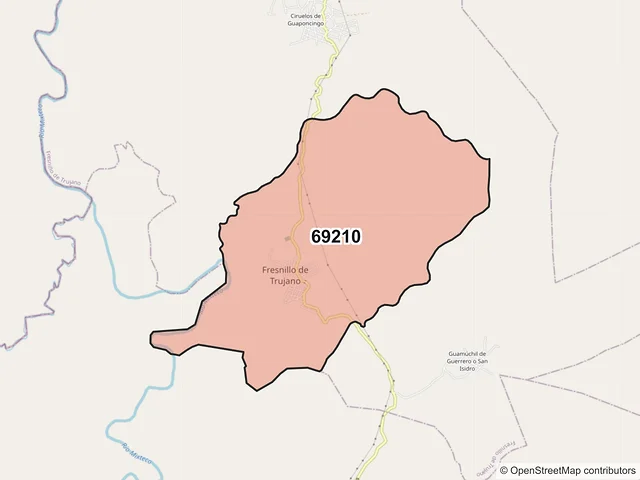 Mapa del código postal 69210, Fresnillo de Trujano, Oaxaca
