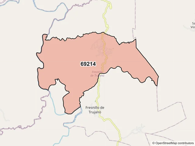Mapa del código postal 69214, Fresnillo de Trujano, Oaxaca