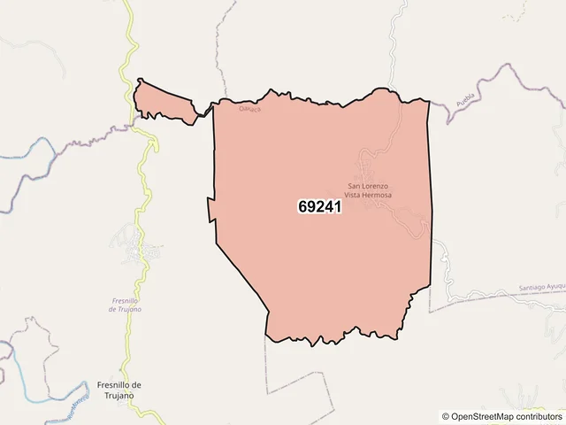 Mapa del código postal 69241, San Miguel Amatitlán, Oaxaca