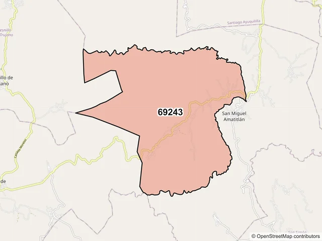 Mapa del código postal 69243, San Miguel Amatitlán, Oaxaca