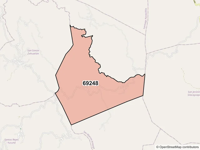 Mapa del código postal 69248, San Miguel Amatitlán, Oaxaca