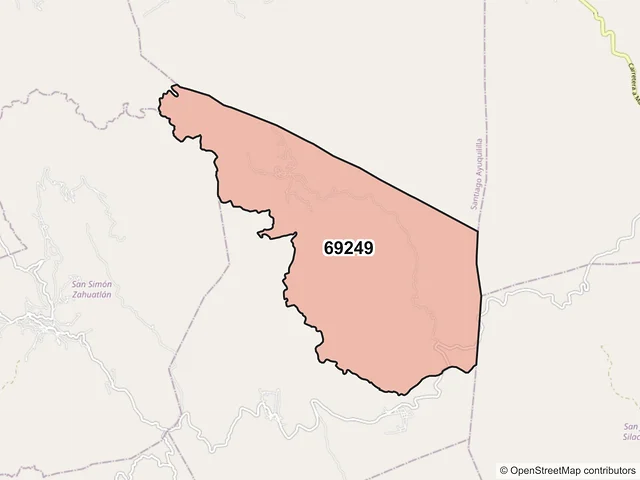 Mapa del código postal 69249, San Miguel Amatitlán, Oaxaca