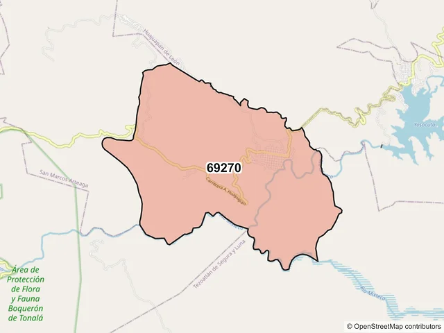 Mapa del código postal 69270, San Marcos Arteaga, Oaxaca