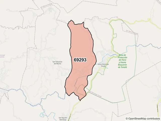 Mapa del código postal 69293, Santo Domingo Tonalá, Oaxaca