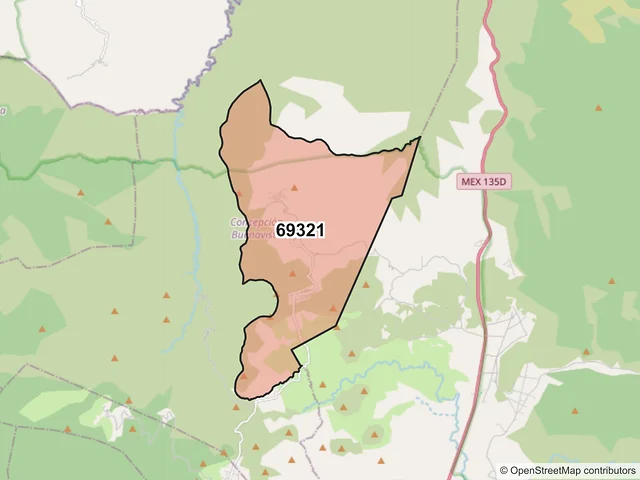 Mapa del código postal 69321, Concepción Buenavista, Oaxaca
