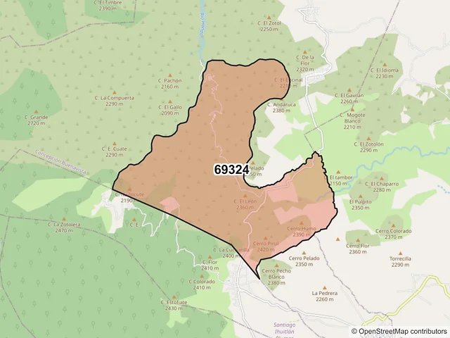 Mapa del código postal 69324, Concepción Buenavista, Oaxaca