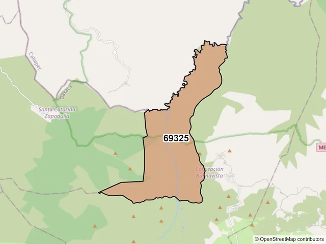 Mapa del código postal 69325, Concepción Buenavista, Oaxaca