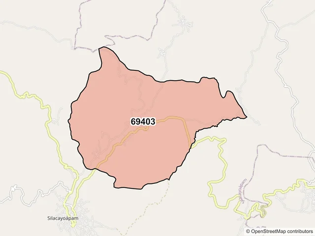 Mapa del código postal 69403, Silacayoápam, Oaxaca