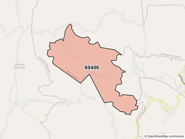 Mapa del código postal 69406, Silacayoápam, Oaxaca
