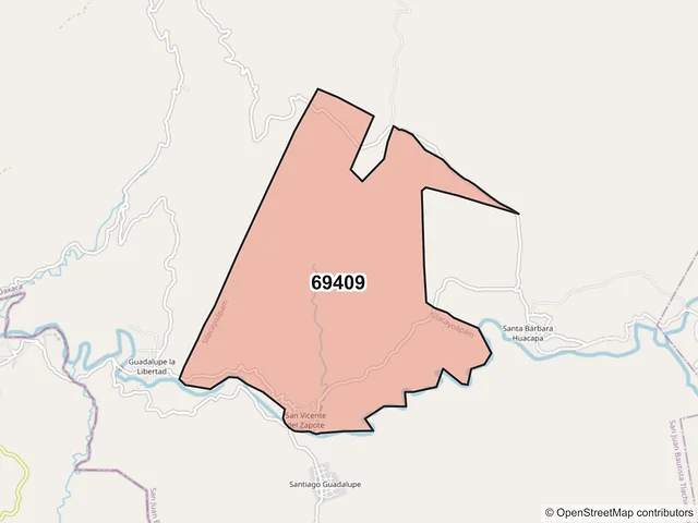 Mapa del código postal 69409, Silacayoápam, Oaxaca