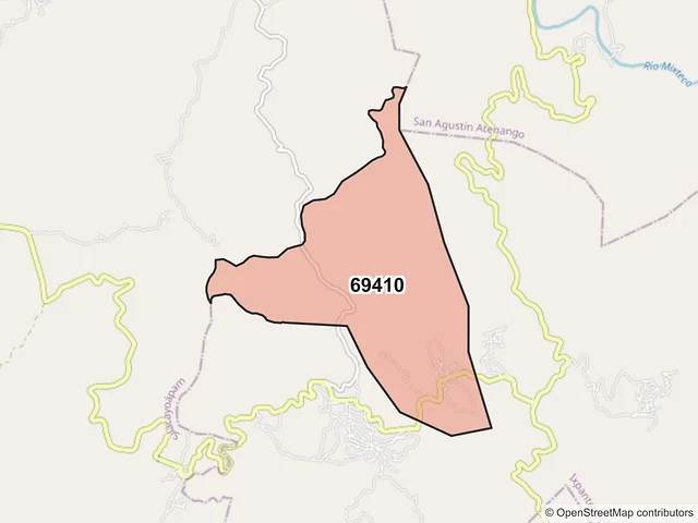 Mapa del código postal 69410, Silacayoápam, Oaxaca