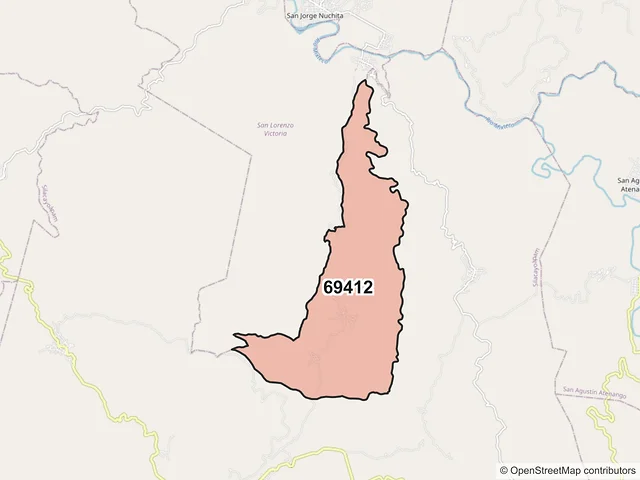 Mapa del código postal 69412, Silacayoápam, Oaxaca