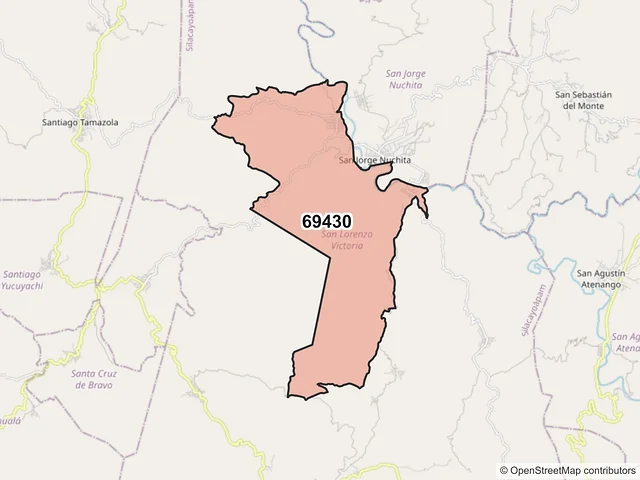 Mapa del código postal 69430, San Lorenzo Victoria, Oaxaca