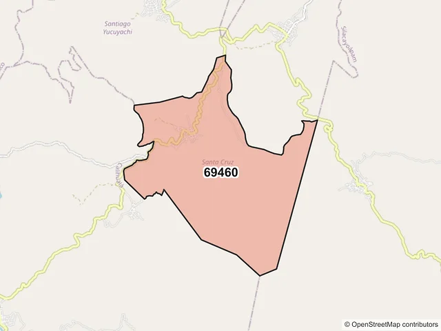Mapa del código postal 69460, Santa Cruz de Bravo, Oaxaca
